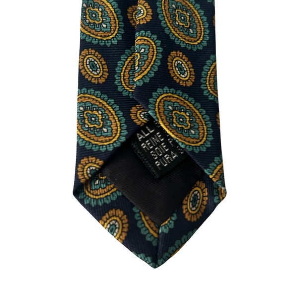 Authentic Burberrys Vintage Neck Tie Medallion Print Embossed Tipping England - Picture 6 of 11